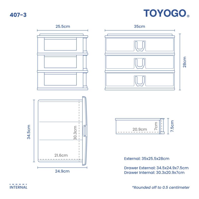 3TIER COLLEGE A4 DRAWER (407-3) - Image 4