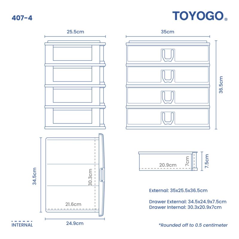 4 TIER COLLEGE A4 DRAWER (407-4) - Image 3