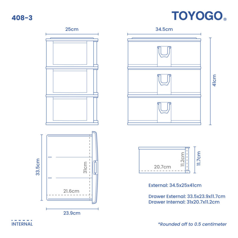 3 TIER COLLEGE A4 DRAWER (408-3) - Image 2