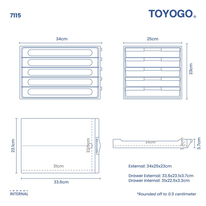5 TIER A4 OFFICE DRAWER (7115) - Image 2